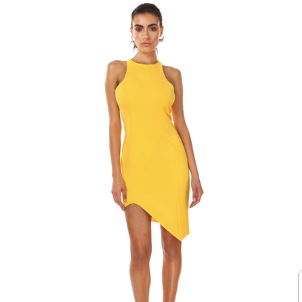 Jay Godfrey Yellow racer front assymetrical dress